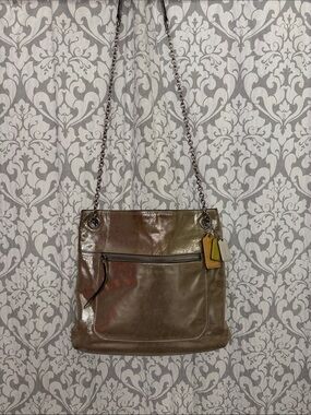 Coach poppy metallic slim tote with sliding chain strap Y2K glam 2012 RARE FIND